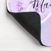 Girly Colorful Unicorn Rainbow Hearts Monogram Mousepad (Ecke)