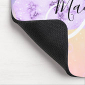 Girly Colorful Unicorn Rainbow Hearts Monogram Mousepad (Ecke)