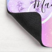 Girly Colorful Unicorn Rainbow Hearts Monogram Mousepad (Ecke)