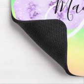 Girly Colorful Unicorn Rainbow Hearts Monogram Mousepad (Ecke)