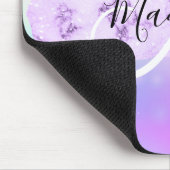 Girly Colorful Unicorn Rainbow Hearts Monogram Mousepad (Ecke)