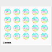 Girly Colorful Unicorn Rainbow Hearts Monogram Runder Aufkleber (Blatt)