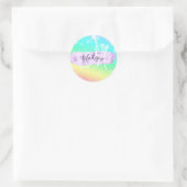 Girly Colorful Unicorn Rainbow Hearts Monogram Runder Aufkleber (Tasche)