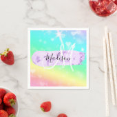 Girly Colorful Unicorn Rainbow Hearts Monogram Serviette (Beispiel)