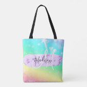 Girly Colorful Unicorn Rainbow Hearts Monogram Tasche (Rückseite)