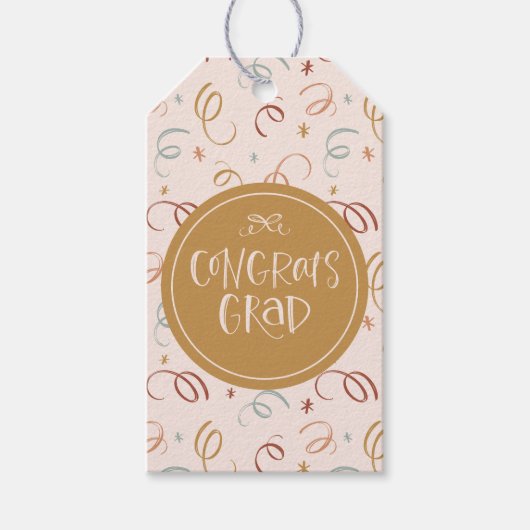 Girly Confetti Blush Pink Glückwunschs Grad Geschenkanhänger (Vorderseite)