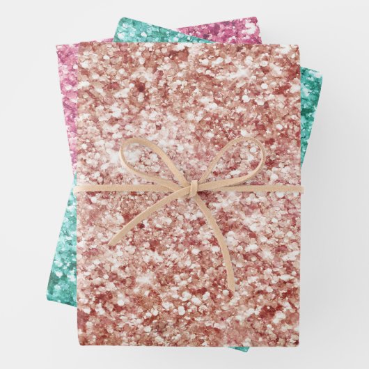 Girly Confetti Glitzer Geschenkpapier Set (Beispiel)