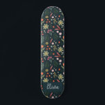 Girly & Cool Modern Navy Blue Botanic Blume Skateboard<br><div class="desc">Dieses moderne und coole Kinderskateboard-Design zeichnet sich durch eine Blume im Garten aus,  mit einem einzigartigen botanischen und Blume-Druck auf marineblau Hintergrund und kann mit Ihrem Mädchennamen personalisiert werden. Die perfekte Girl-Blume für jeden Skateboardfans.</div>