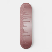 Girly Cool Pink Rose Gold Glitter Sparkle Drips Skateboard (Vorderseite)