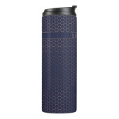 Girly Copper Rose Gold Navy Blue Geometric Muster Thermosbecher (Nach links gedreht)