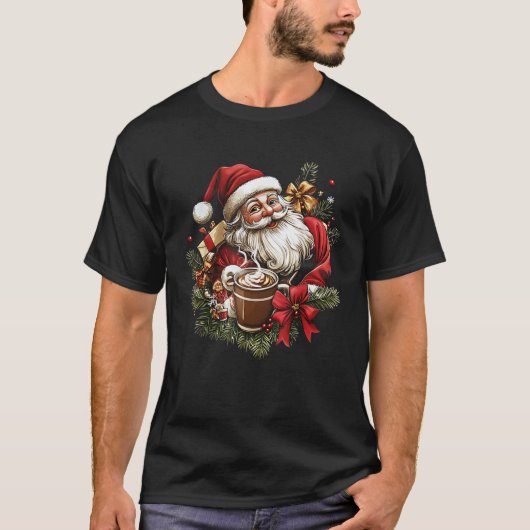 Girly Coquette Bow Santa Christmas Tree Candy cake T-Shirt (Vorderseite)