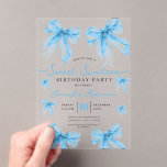 Girly Coquette Bow Sweet 16 Birthday Party Blue  Acryleinladungen<br><div class="desc">Celebrate in Style with Girly Coquette Bow Sweet 16 Invitation. Make your Sweet 16 party unforgettable with the Girly Coquette Bow invitation. Customize with your party details for a chic and elegant touch.</div>
