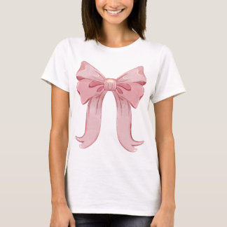 Girly Coquette Bow T - Shirt - Pastellrosa Ästheti
