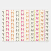 Girly Coquette Bow und Strip Wrapping Paper Geschenkpapier Set (Vorderseite)