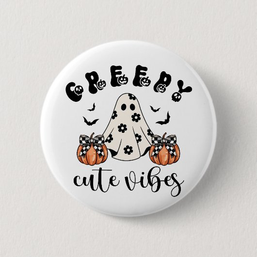Girly Coquette Creepy Niedlich Vibes Halloween Button (Vorderseite)