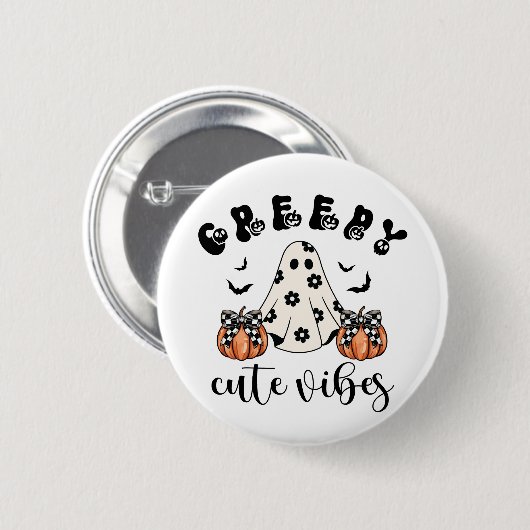 Girly Coquette Creepy Niedlich Vibes Halloween Button (Vorne & Hinten)