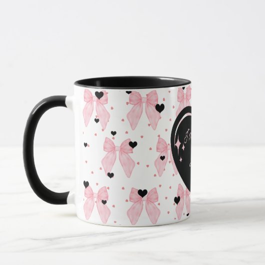 Girly Coquette Pink Black Heart Just a Girl Tasse (Links)
