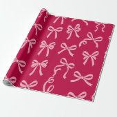 Girly Coquette Pink Bows Pattern Geschenkpapier (Ungerollt)
