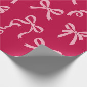 Girly Coquette Pink Bows Pattern Geschenkpapier (Ecke)