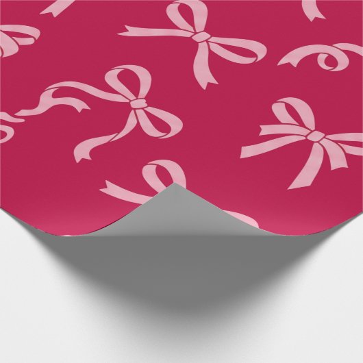 Girly Coquette Pink Bows Pattern Geschenkpapier (Ecke)