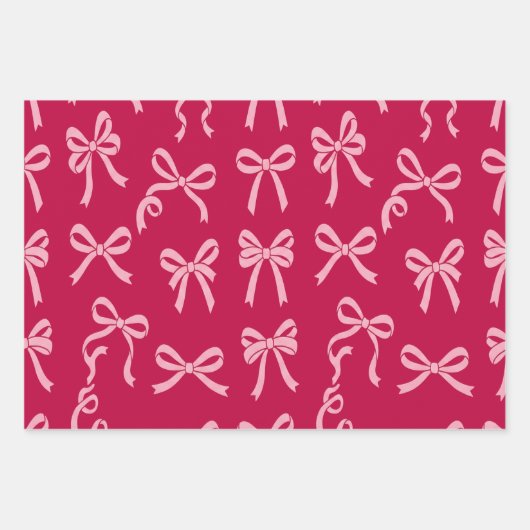 Girly Coquette Pink Bows Pattern Geschenkpapier Set (Vorderseite 3)