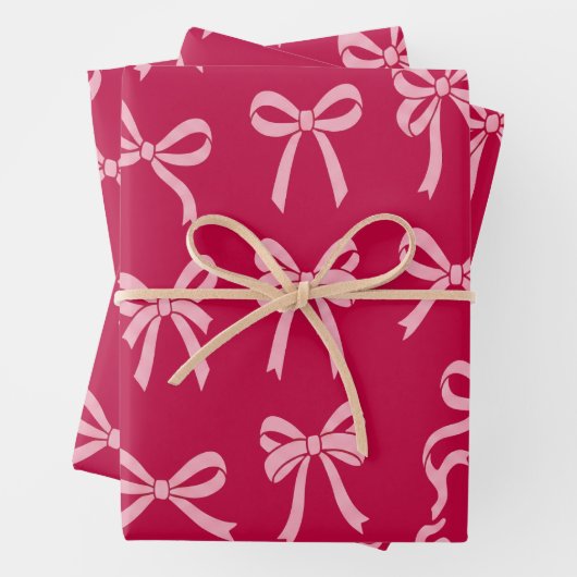 Girly Coquette Pink Bows Pattern Geschenkpapier Set (Beispiel)