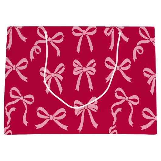 Girly Coquette Pink Bows Pattern Große Geschenktüte (Vorderseite)