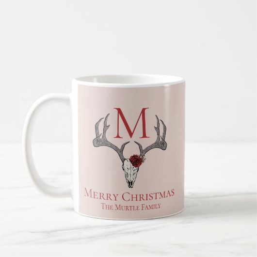 Girly Country Xmas Rentier Skull und Rose Kaffeetasse (Links)