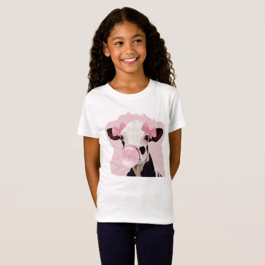 Girly Cow blasen Pink Bubblegum Blase T-Shirt (Vorne ganz)