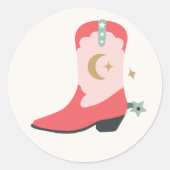 Girly Cowboy Boot Runder Aufkleber (Vorderseite)