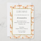 Girly Cream Peach Butterflies Birthday Einladung (Vorderseite)