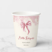 Girly Cream Pink Bow Quinceanera Party Pappbecher (Rückseite)