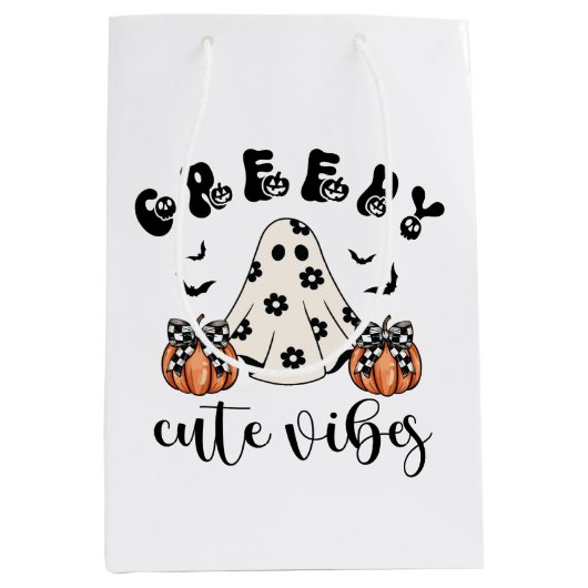 Girly Creepy Niedlich Vibes Coquette Ghost & Pumpk Mittlere Geschenktüte (Vorderseite)