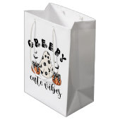 Girly Creepy Niedlich Vibes Coquette Ghost & Pumpk Mittlere Geschenktüte (Rückseite Schrägansicht)