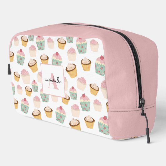Girly Cupcake Monogramm Waschbeutel (Rechte Ecke)