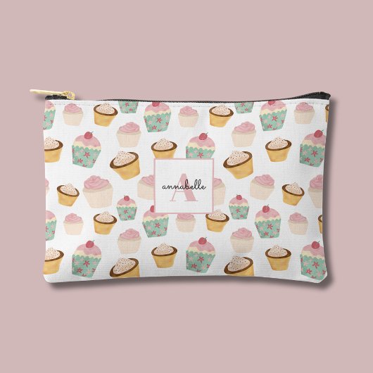 Girly Cupcake Monogramm Zubehörtasche