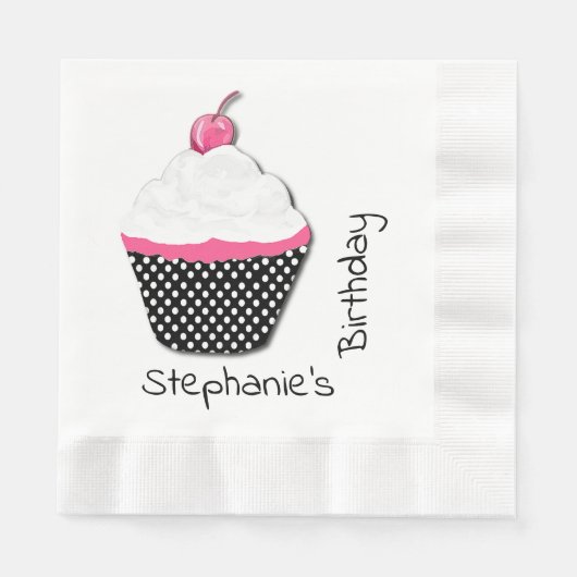 Girly Cupcake Personalisiert Paper Napkins Serviette (Vorderseite)