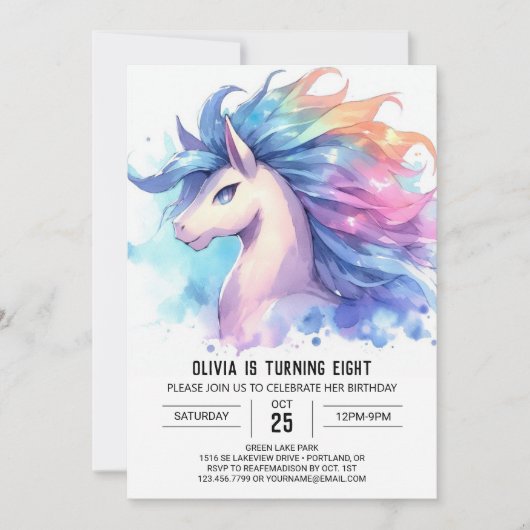 Girly Custom Pferd Geburtstag Einladung (Vorderseite)