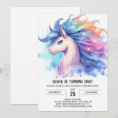 Girly Custom Pferd Geburtstag Einladung (Vorne/Hinten)