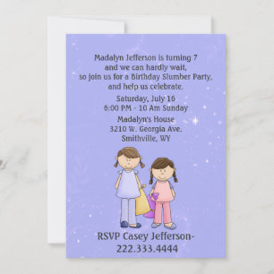 Girly Custom Slumber Party Geburtstag Einladung