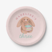 Girly Cute Pink Bunny Cake Girls Birthday Pappteller (Vorderseite)