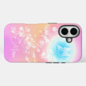 Girly Cute Pink Floral Fantasy Monogram Case-Mate iPhone Hülle (Rückseite (Horizontal))