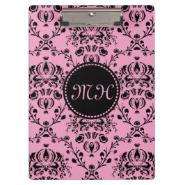 Girly Damast-mit Monogramm elegantes nobles rosa Klemmbrett