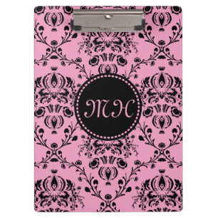 Girly Damast-mit Monogramm elegantes nobles rosa Klemmbrett