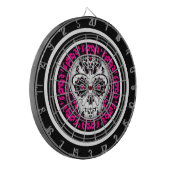 Girly Day of the toter Zucker Schädel heiß rosa Ak Dartscheibe (Vorderseite Links)