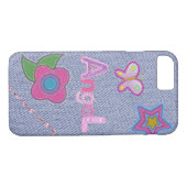 Girly Denim Charm iPhone 7 Handy Case (Rückseite (Horizontal))