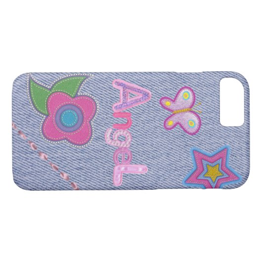 Girly Denim Charm iPhone 7 Handy Case (Rückseite (Horizontal))