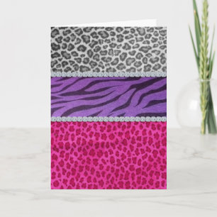 Girly Diamond Animal Print Karte