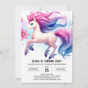 Girly Digital Horse Geburtstag Einladung