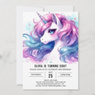 Girly Digital Horse Geburtstag Einladung